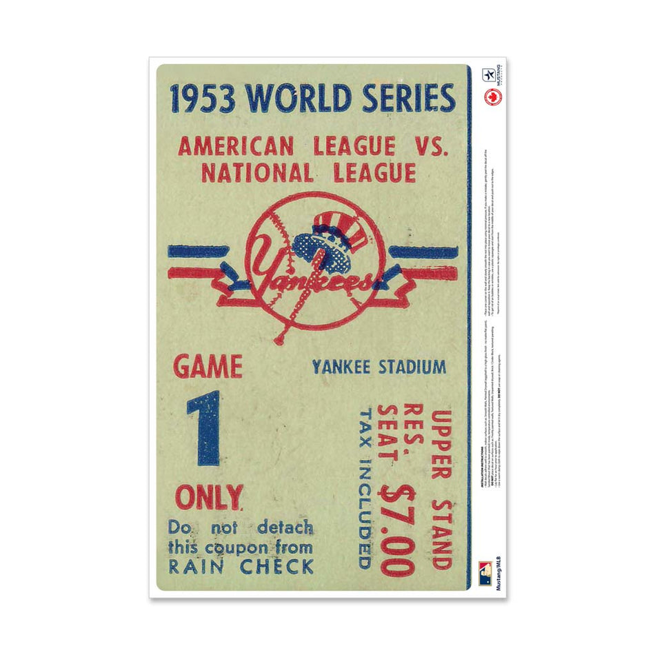 24" Repositionable W Series Ticket New York Yankees Centre 1953G1C