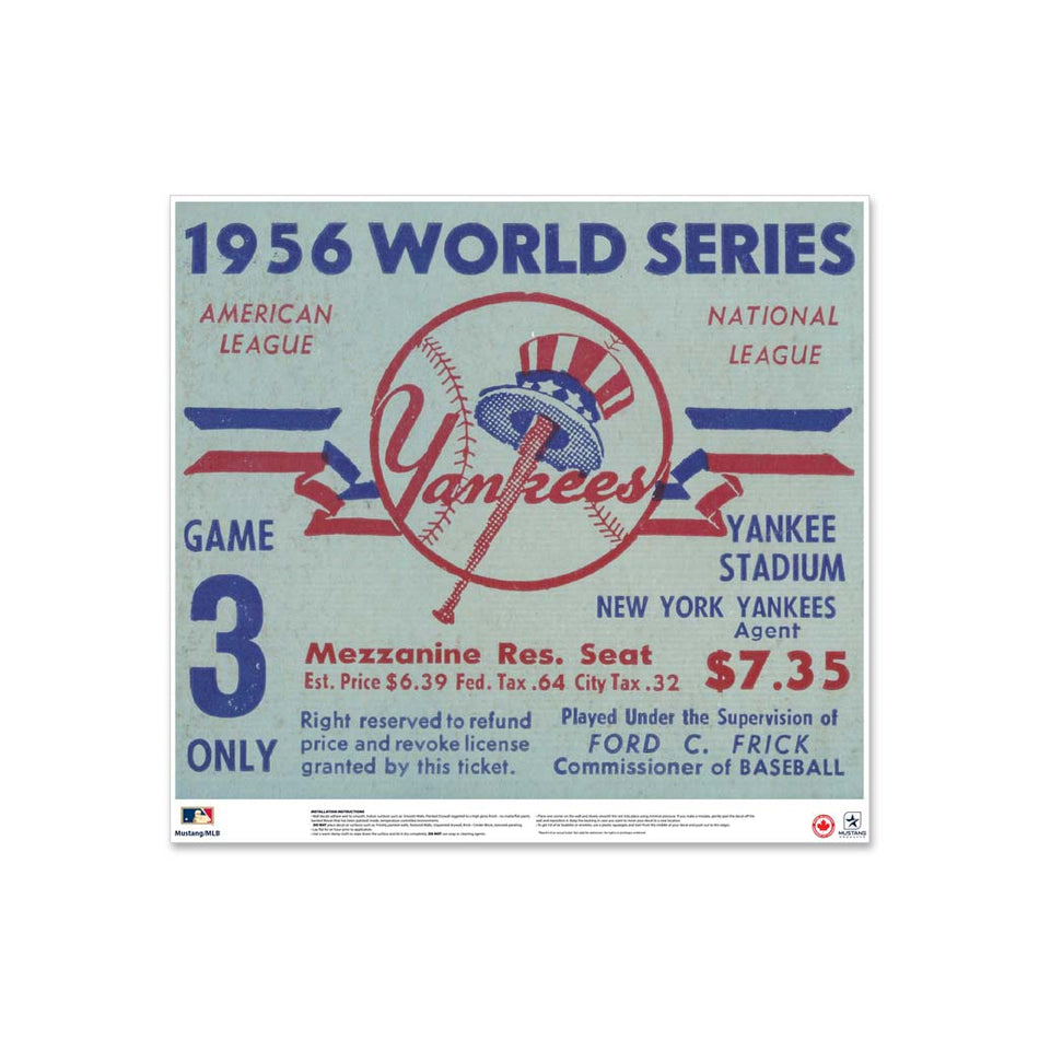 24" Repositionable W Series Ticket New York Yankees Left 1956G3L