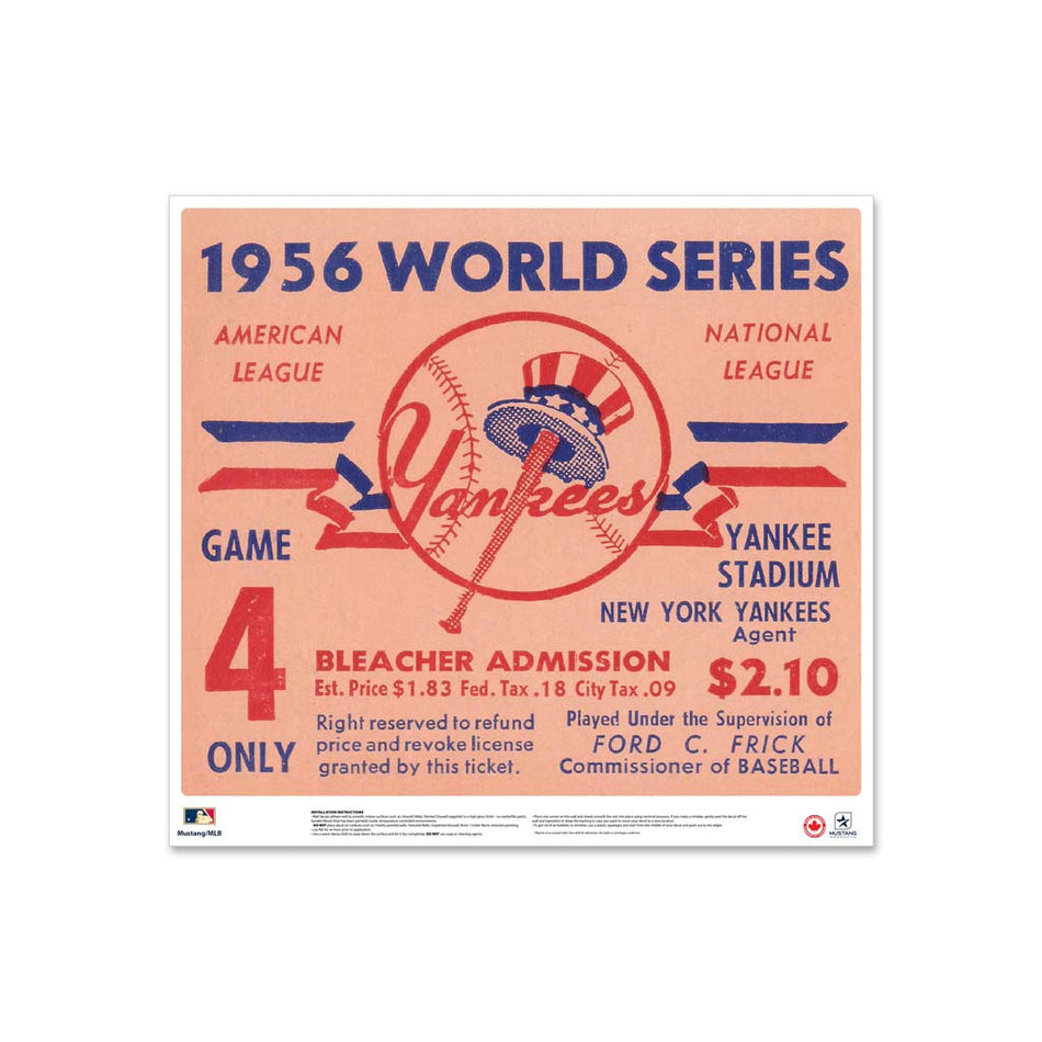24" Repositionable W Series Ticket New York Yankees Left 1956G4L
