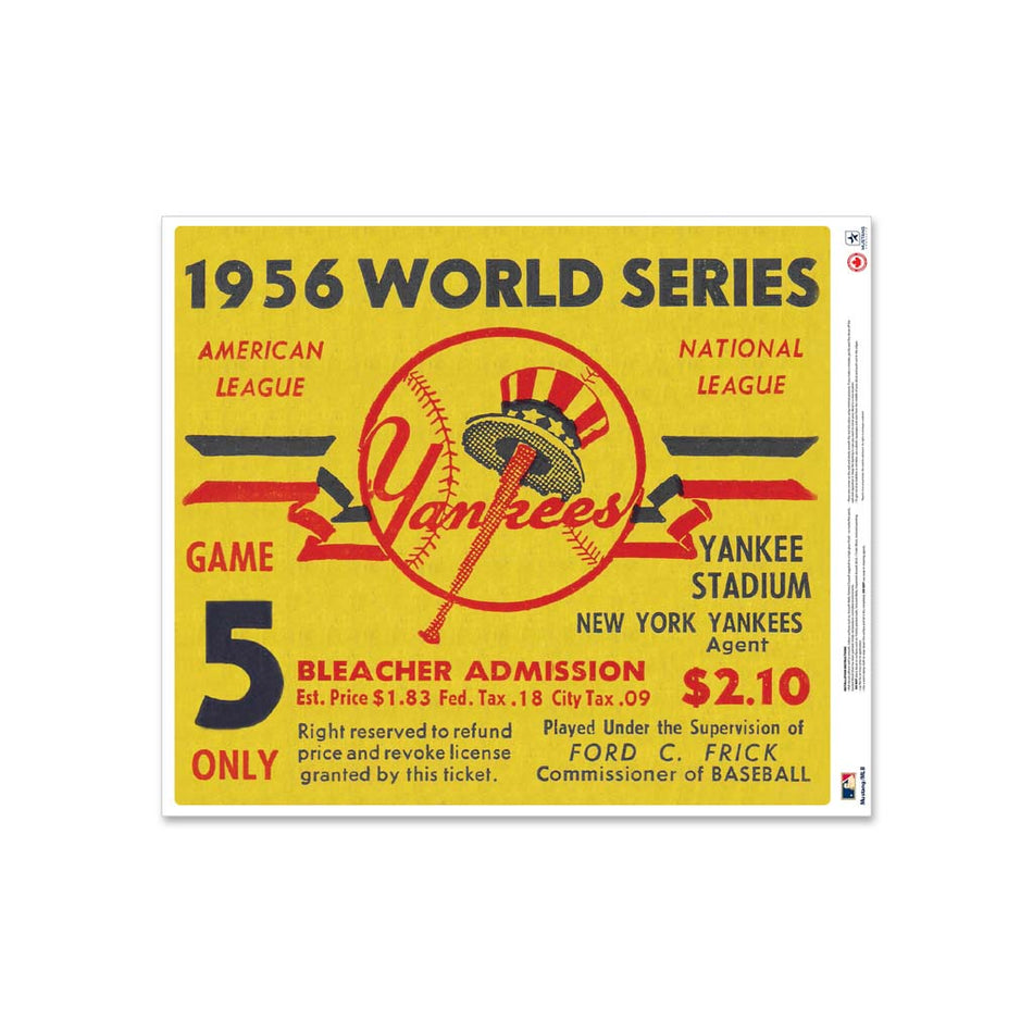 24" Repositionable W Series Ticket New York Yankees Left 1956G5L
