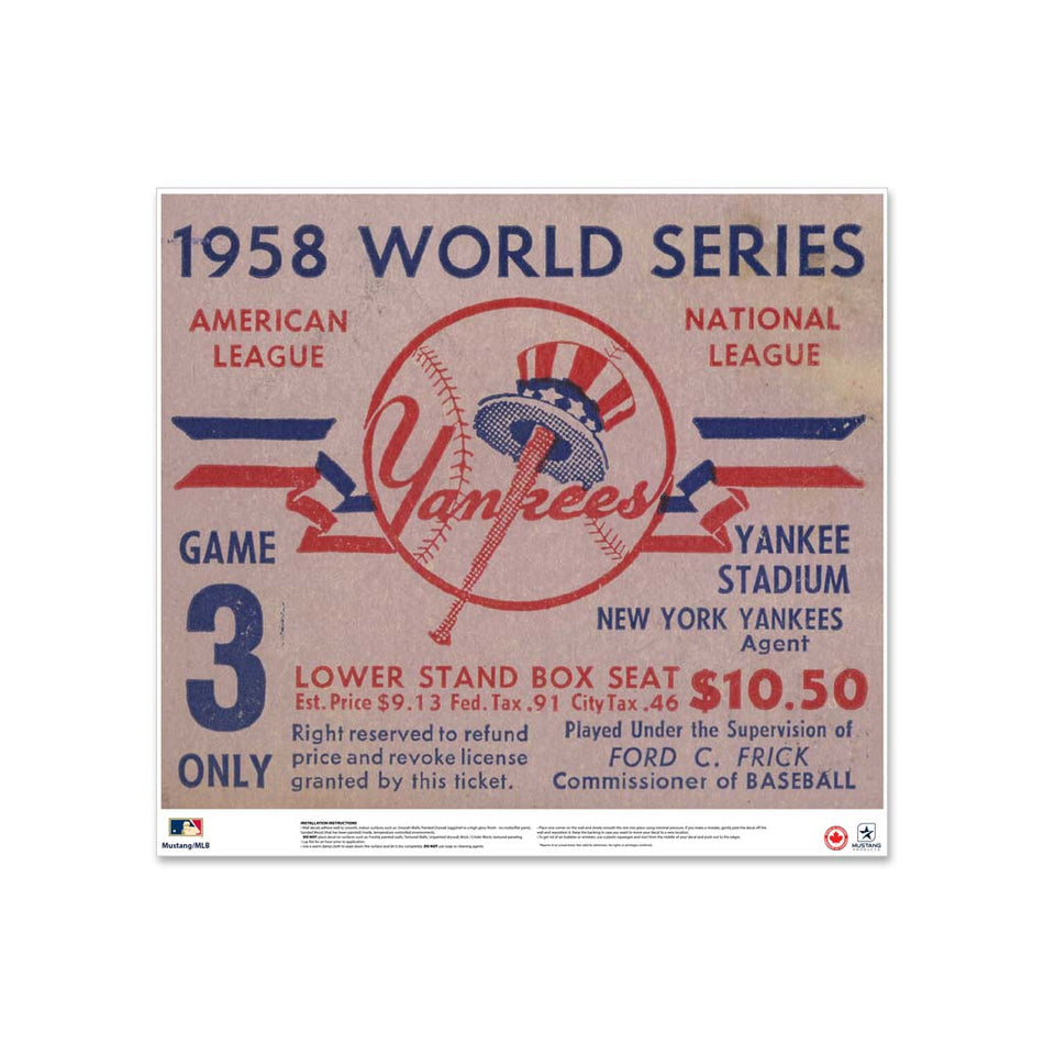 24" Repositionable W Series Ticket New York Yankees Left 1958G3L