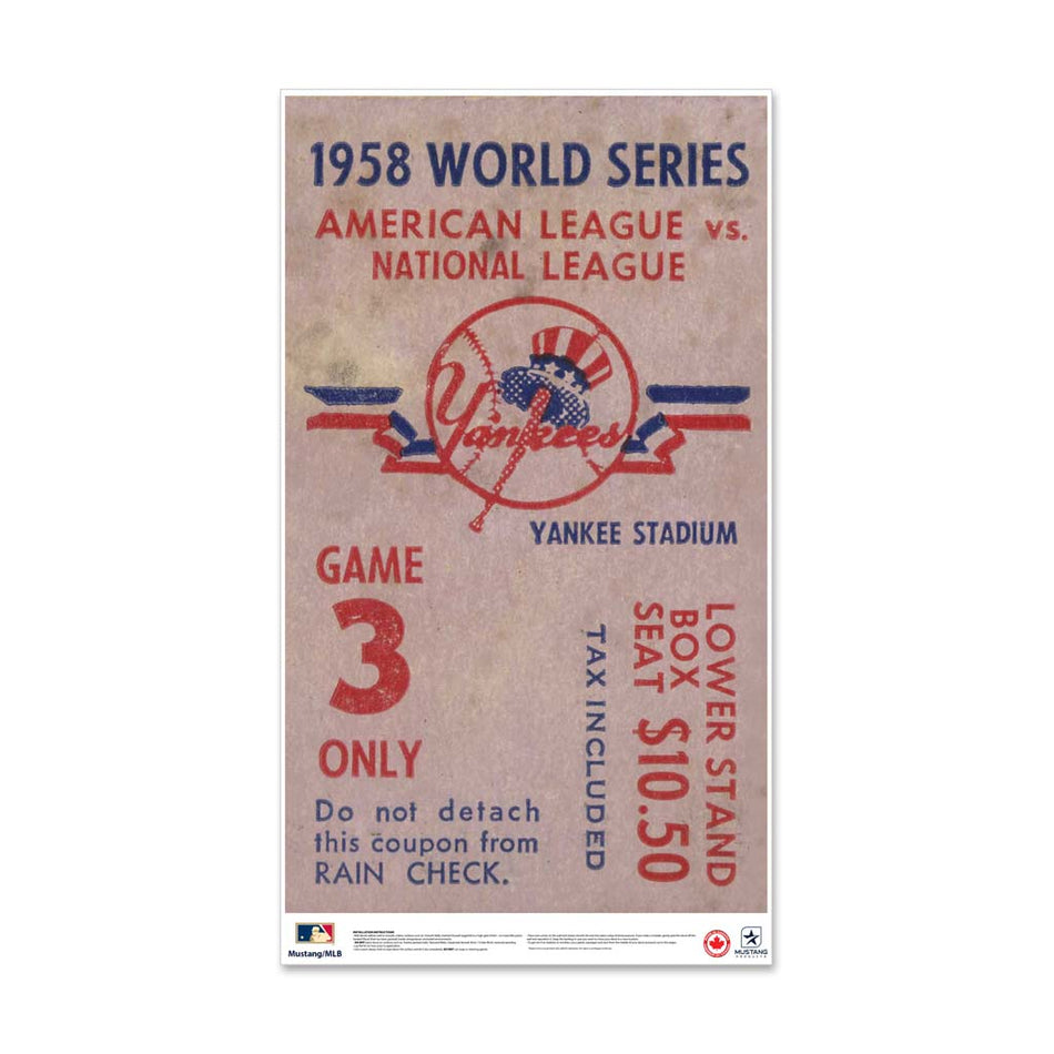 24" Repositionable W Series Ticket New York Yankees Centre 1958G3C