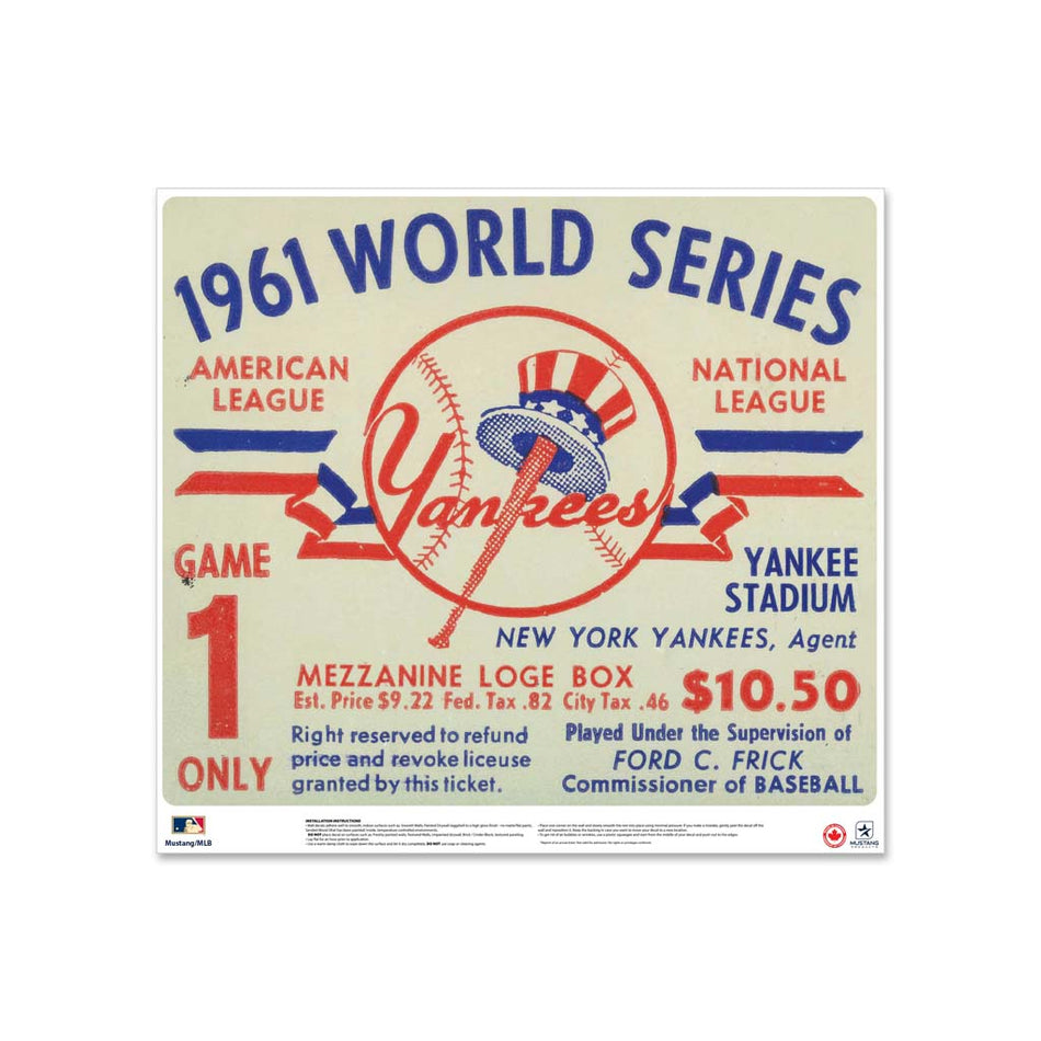 24" Repositionable W Series Ticket New York Yankees Left 1961G1L