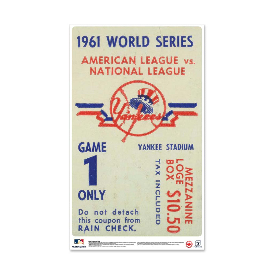 24" Repositionable W Series Ticket New York Yankees Centre 1961G1C
