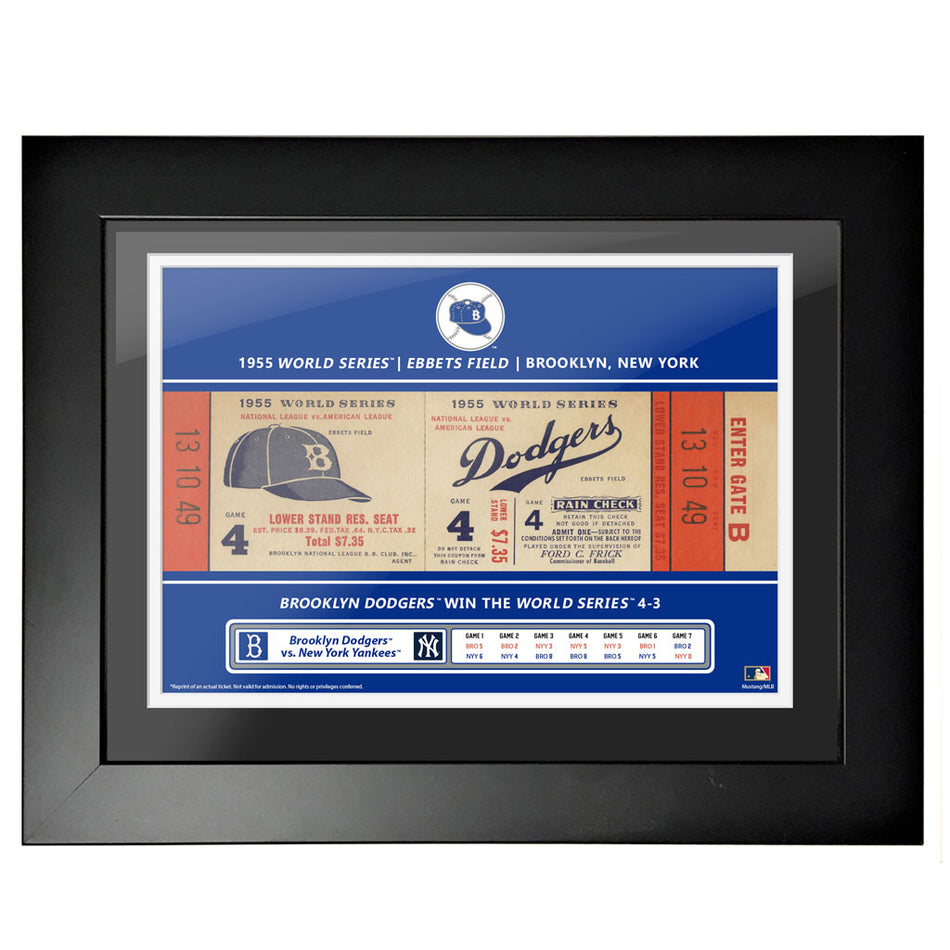 Brooklyn Dodgers 12x16 1955 Game 4 World Series Framed Ticket