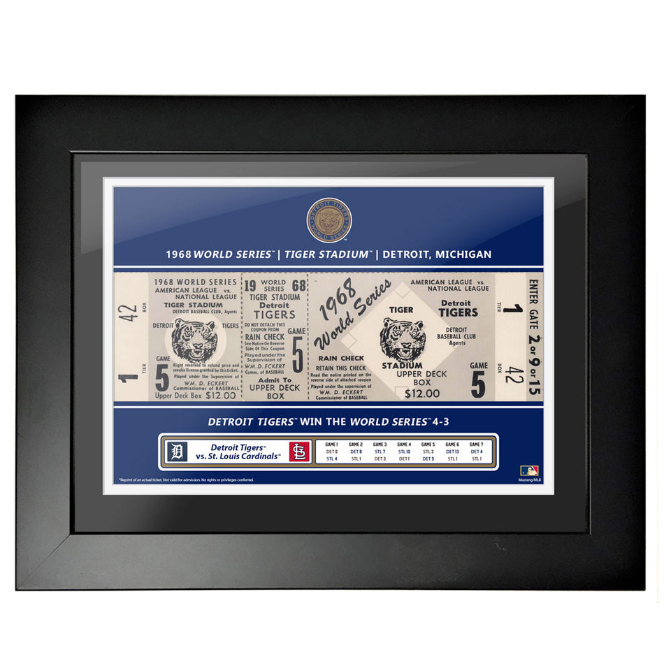 Detroit Tigers 12x16 1968 Game 5 World Series Framed Ticket