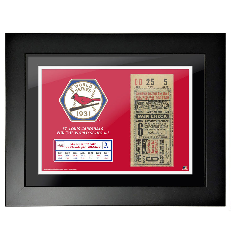 12"x16" World Series Ticket Framed St. Louis Cardinals 1931 G6