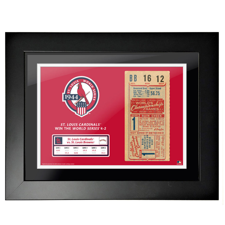 12"x16" World Series Ticket Framed St. Louis Cardinals 1944 G1