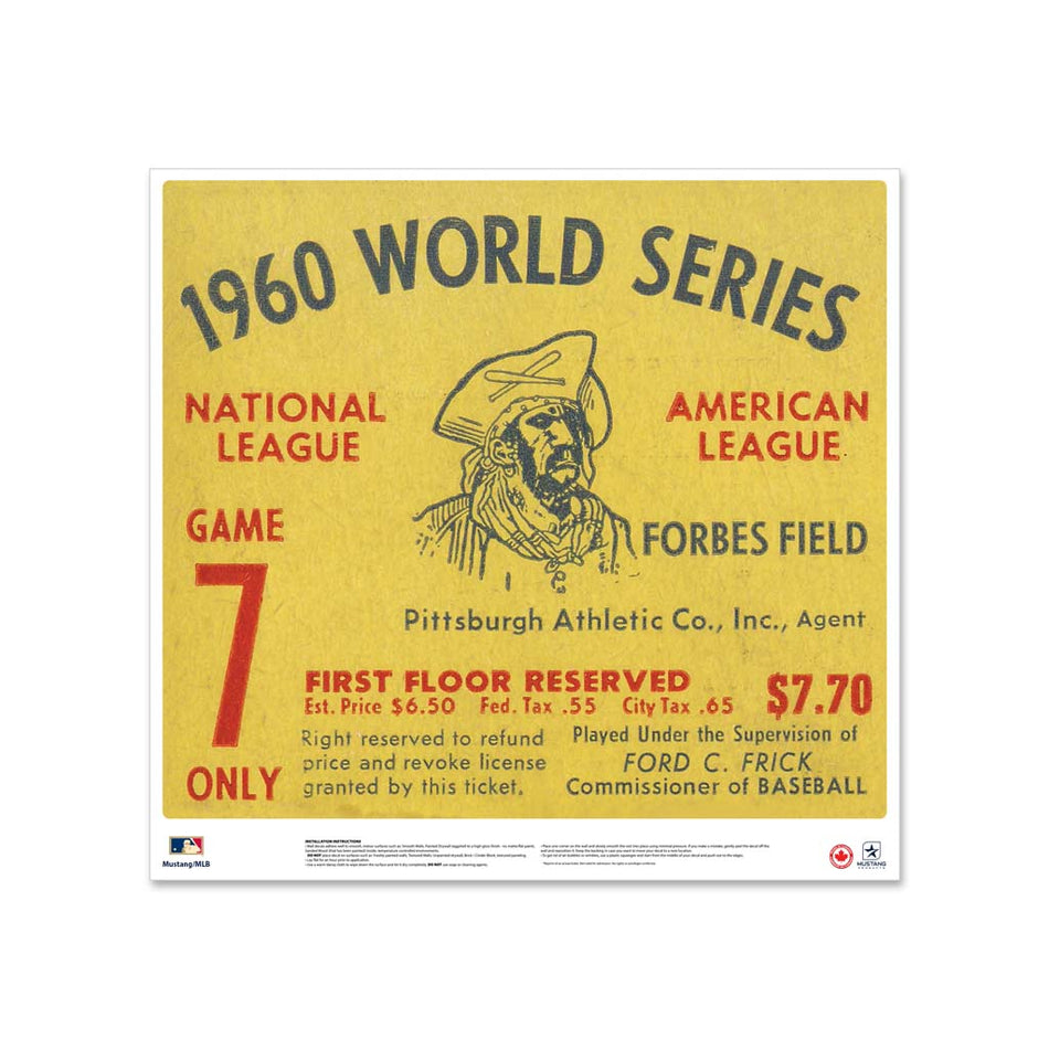 24" Repositionable W Series Ticket Pittsburgh Pirates Left 1960G7L