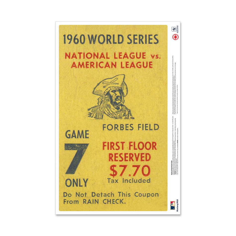 24" Repositionable W Series Ticket Pittsburgh Pirates Centre 1960G7C