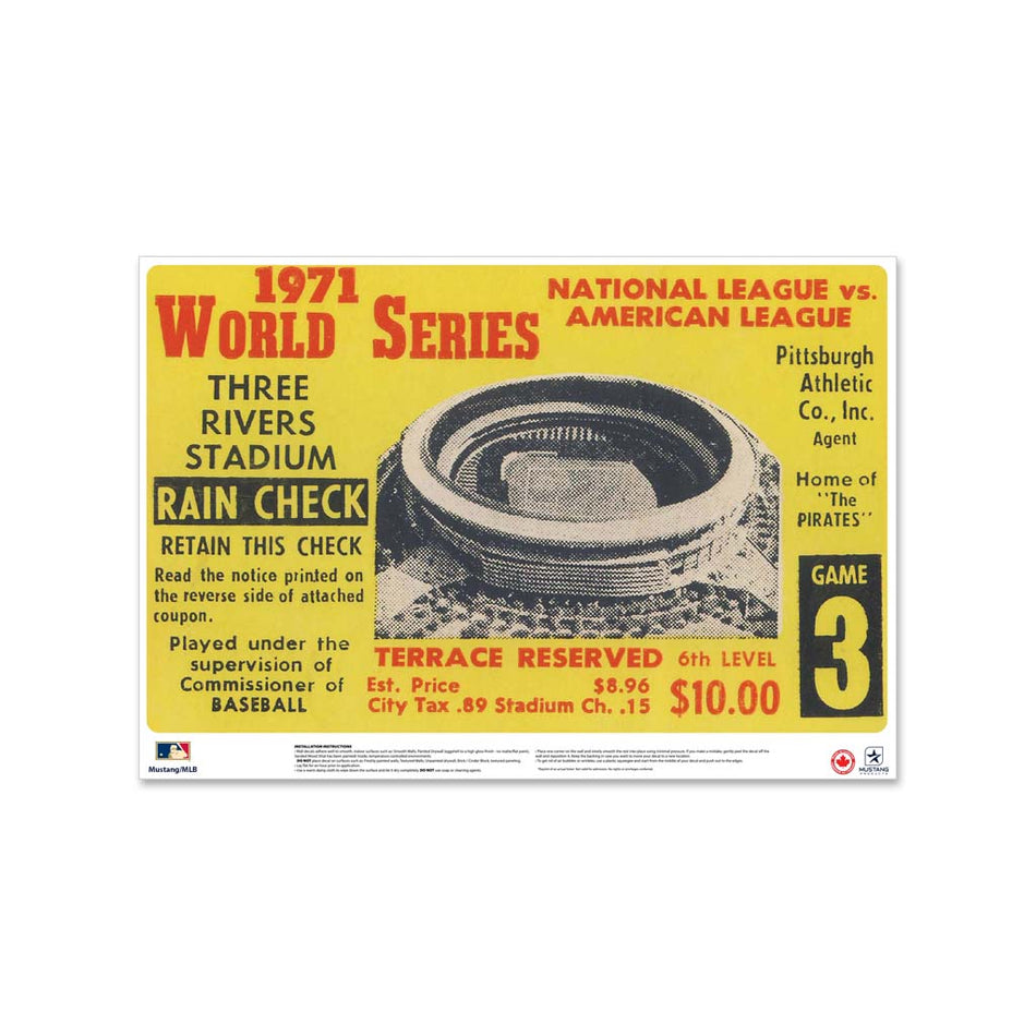 24" Repositionable W Series Ticket Pittsburgh Pirates Left 1971G3L