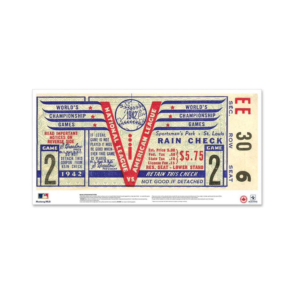 24" Repositionable W Series Ticket St. Louis Cardinals 1942G2
