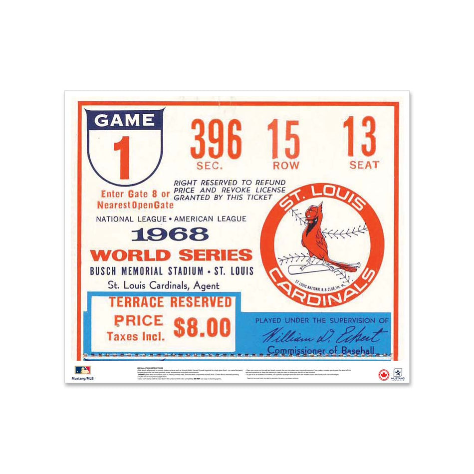24" Repositionable W Series Ticket St. Louis Cardinals Left 1968G1L