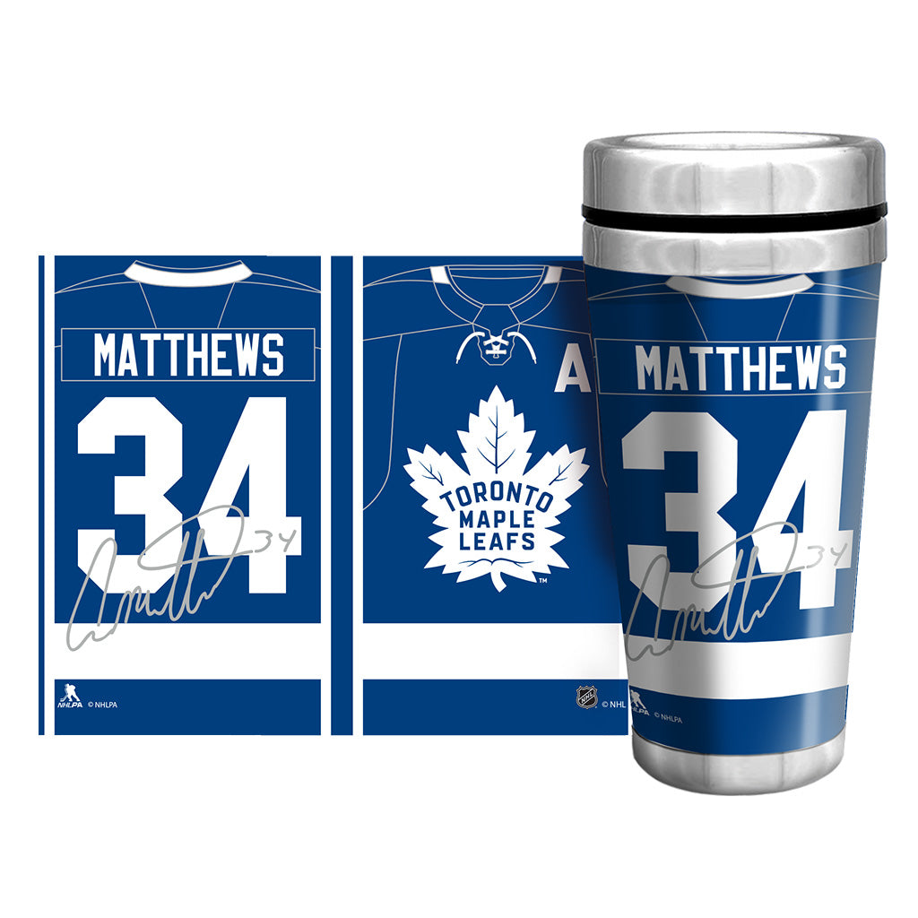 NHLPA Toronto Maple Leafs 16oz. Travel Mug Full Wrap - Matthews - Sports Decor