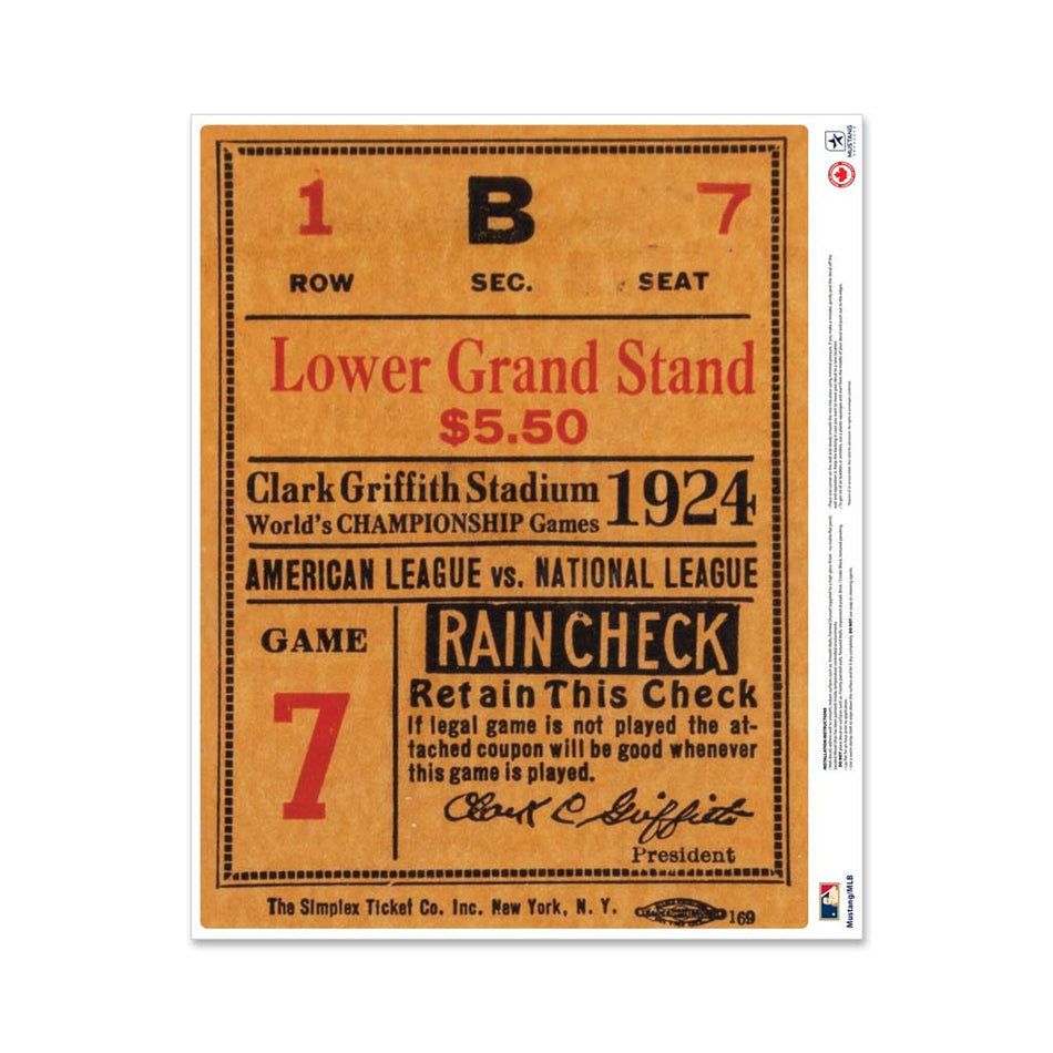 24" Repositionable W Series Ticket Washington Nationals Centre 1924G7C